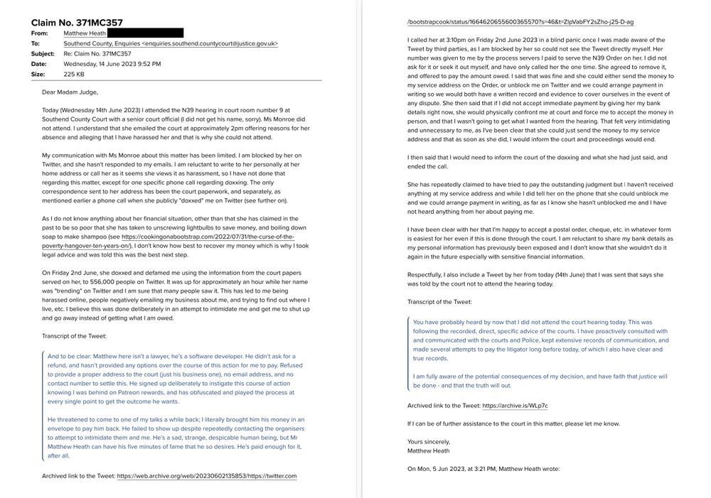 My email to the District Judge My email to the District Judge