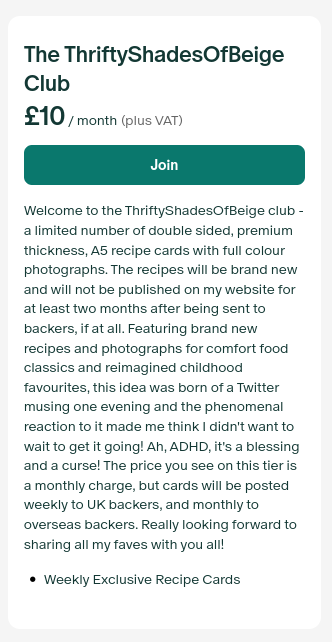 The Patreon tier I signed up for The Patreon tier I signed up for