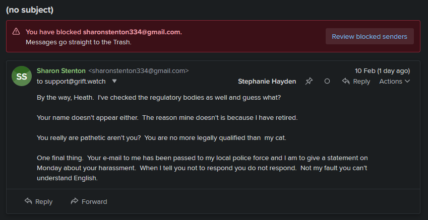 The third unsolicited email
